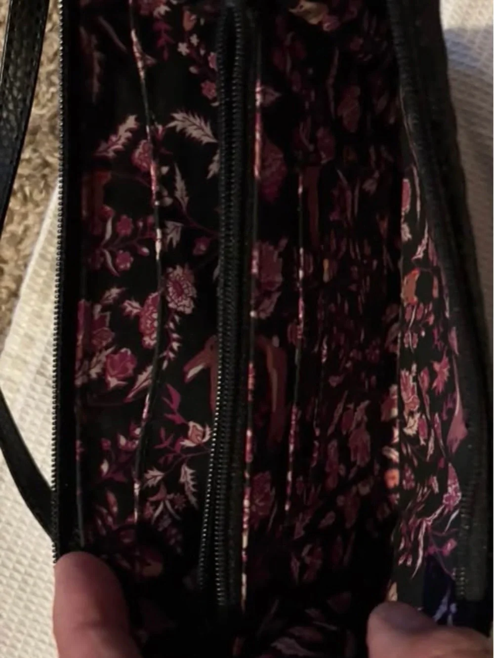 Vera Bradley Black Quilted Wristlet Clutch Silver Hardware Zip Closure